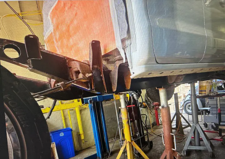 New spring hangers and brackets welded onto the frame rail